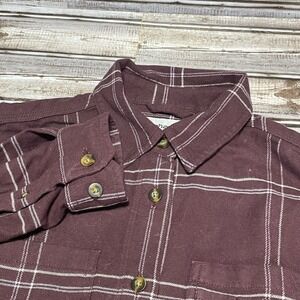 Carhartt Flannel Long Sleeve‎ Button Down Maroon Womens Size XS (0/2)